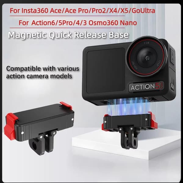 Magnetisk hurtigutløseradapterbase i legering for Insta360 AcePro2 Plastic Action3 4 5p