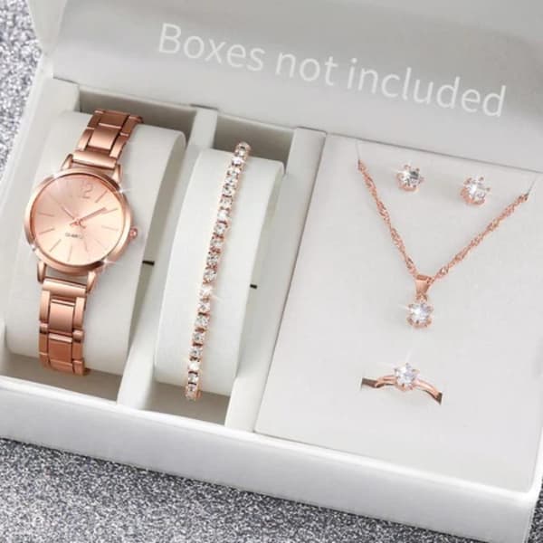 6 STK/Sæt Dameur Mode Rhinestone Quartz Ur Smykker A1