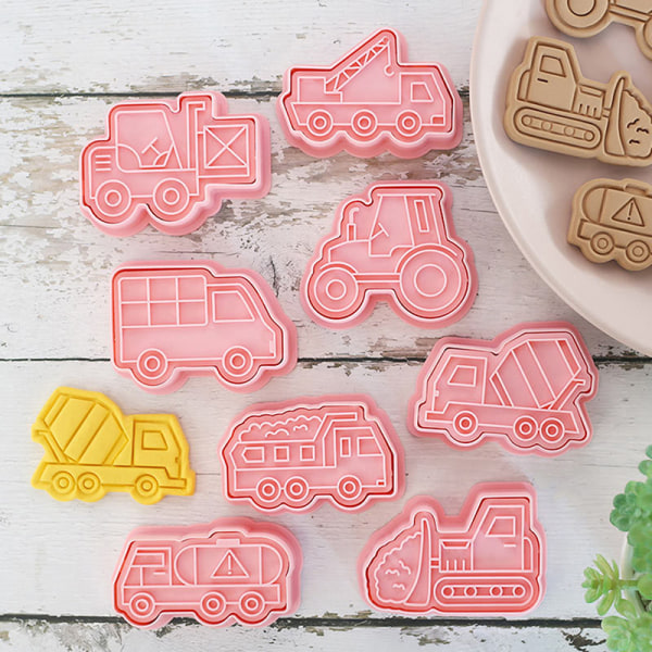 8 Stk/Set Køretøj Bil Cookie Forme 3D tegneserie Cookie Form Biscu B