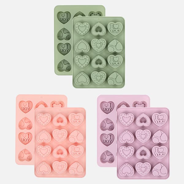Hjerteformet silikonform 3D silikon bakeform for fondant S A2