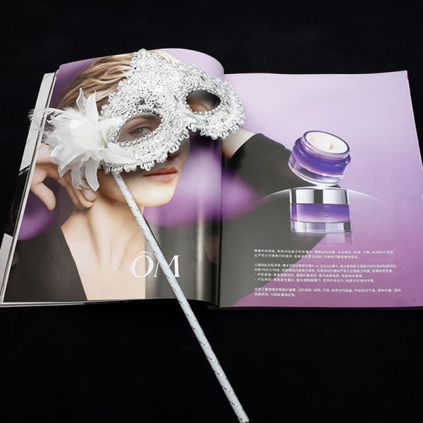 Blomst Håndholdt Maske Kvinner Dame Jenter Venetian Princess Masquer White