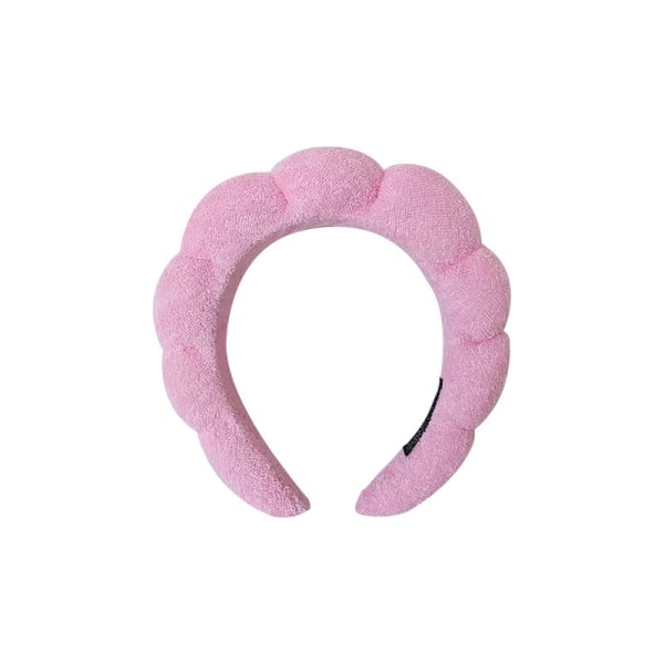 Flanell pannebånd Puffy Hair Hoop Makeup Bubble Terry Cloth Pink