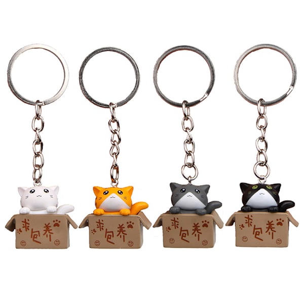 Creative e Little Cat Box nøglering til kvinder mænd nøglering taske C Black