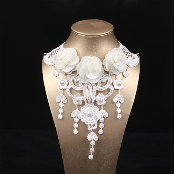 Vintag Classic Gothic Lace Choker Naisten Musta Crystal Pend H
