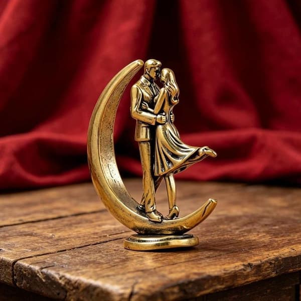 Mässing Par Kramar Staty Modern Konst Figur Handgjord Kärlek