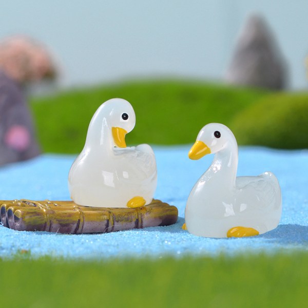 1 kpl e Mini Luminous Resin Tiny Duck Micro Landscape DIY Dollhou A