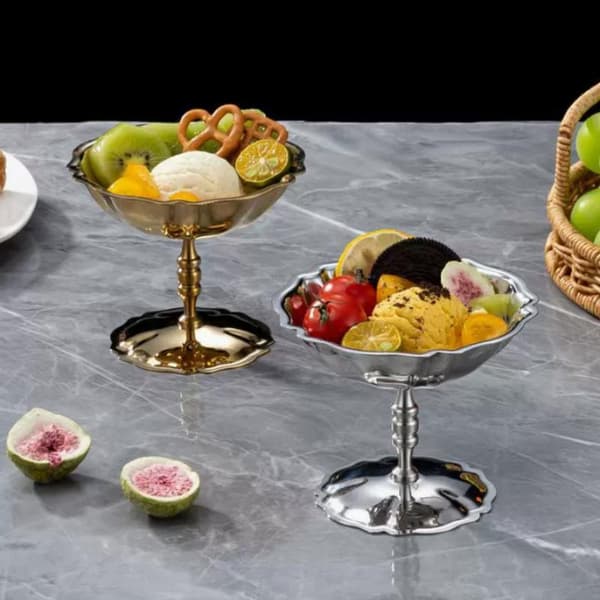Salatkopp i rustfritt stål, iskopp, beger, retrodesign Gold 2