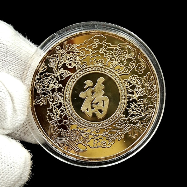 Ny Dragon Gold Coin Mindesmærke Kina Mascot Dragon Gold Pla Silver