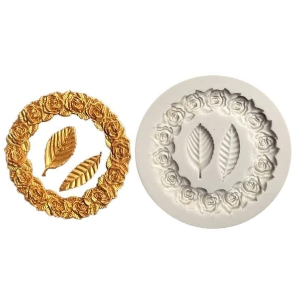 1PC Rosette Blad Silikonform Tårta Diy Chokladform Socker Gray