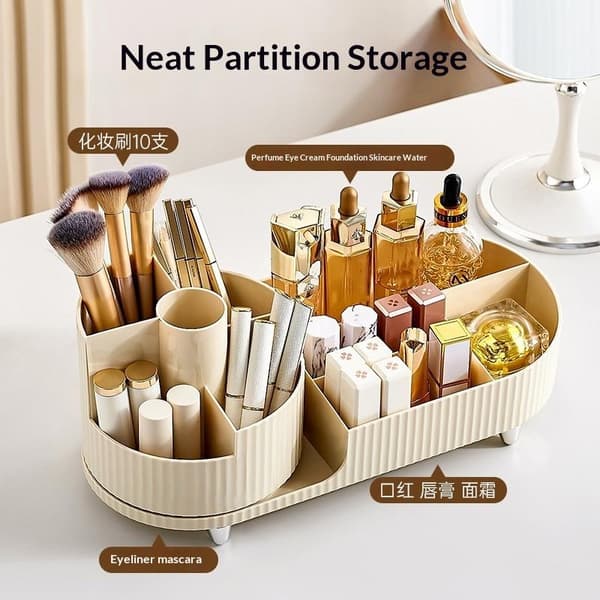 Stor kapacitet roterende makeup-organizer med opdelte rum A3