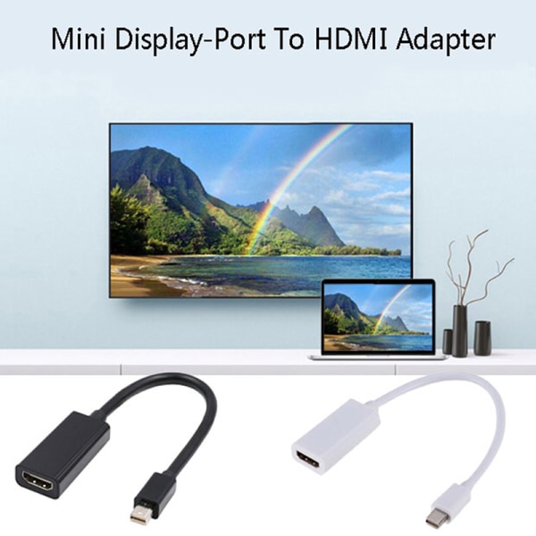 Mini DP Display Port Thunderbolt til HDMI adapterkabel til bog Black