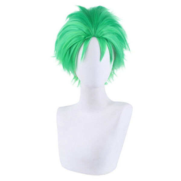 Anime ONE PIECE Slicked-back grønn parykk Short Layer Roronoa Zoro