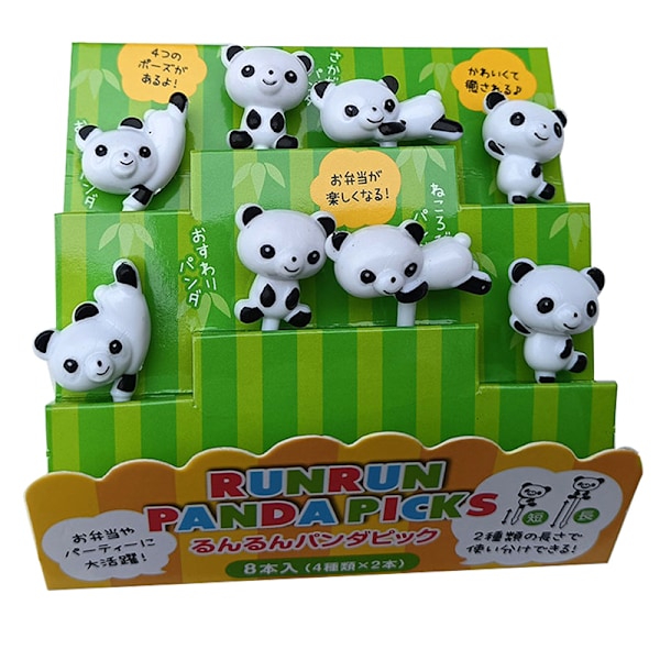 8 stk/sett e Cartoon Panda fruktgaffel for barn snacks dessertpinner til