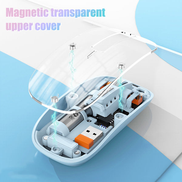 M233Transparent Magnetic Mouse Trippelläge 2.4G Bluetooth Compa Orange A9