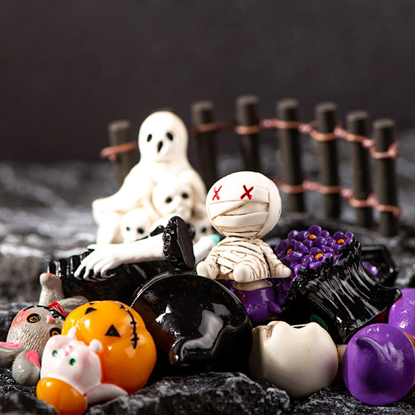 Mikro landskap Halloween dekorasjon tilbehør gresskar harpiks A19