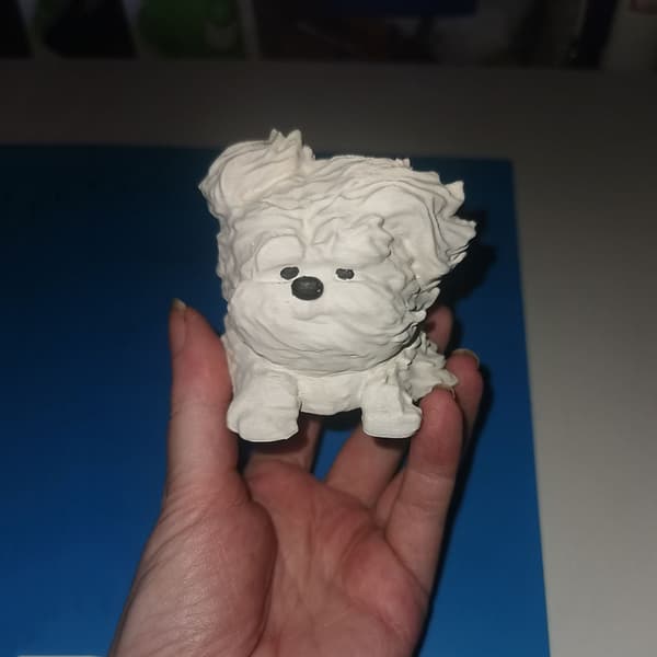 Vindblåst hundfigur valpprydnad realistisk fluffig bedårande A1