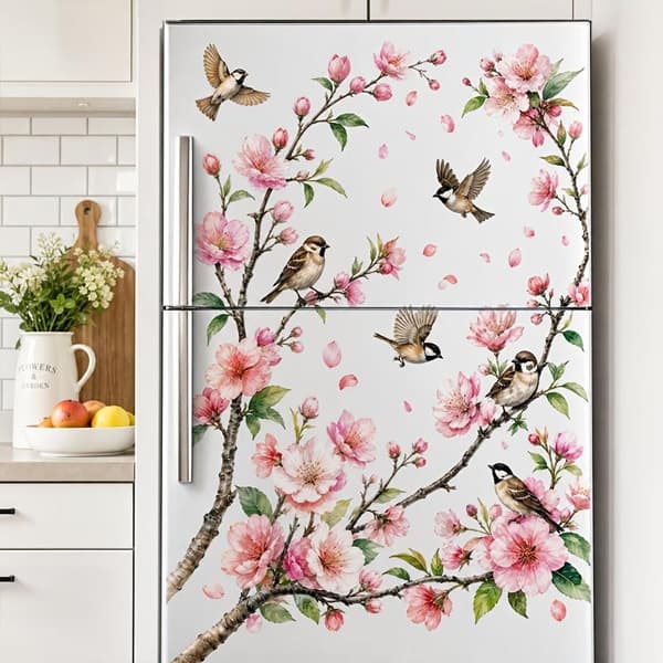 Fargerike blomster kjøleskapsdekorasjonsklistremerker selvklebende A4