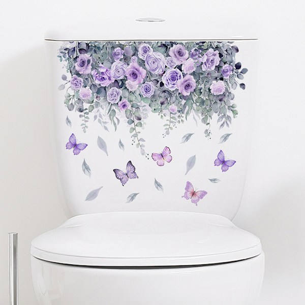 Blomma Fjäril Väggklistermärke Badrum Toalett Dekor Vardagsrum 25x35cm