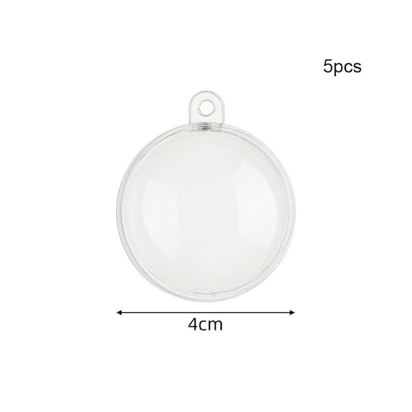5 stk 4/5/6/7/8cm Klare Kuler Fyllbare Pynt Juletrær Eller 4cm