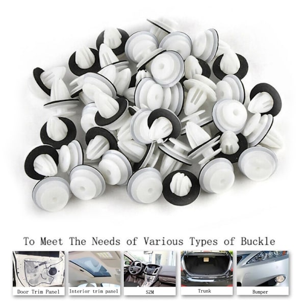 50/100 stk Bildør Panel Clip M/Tetningsring Auto Holder Rask 100PCS