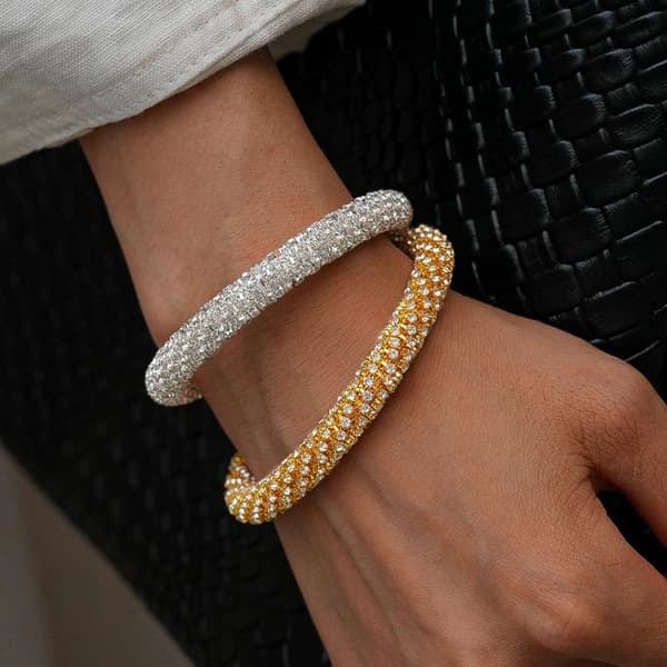 Rhinestone Åben Armring Til Kvinder Mousserende Krystalsten Armring A3