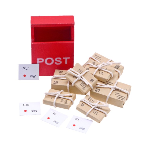1:12 Nukkekodin miniatyyri kirjelaatikko, punainen postilaatikko  postisäkillä 4746 | Fyndiq