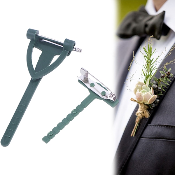 10st DIY Konst Blomma Brosch Hållare Fast Clip T Form Triangel 01