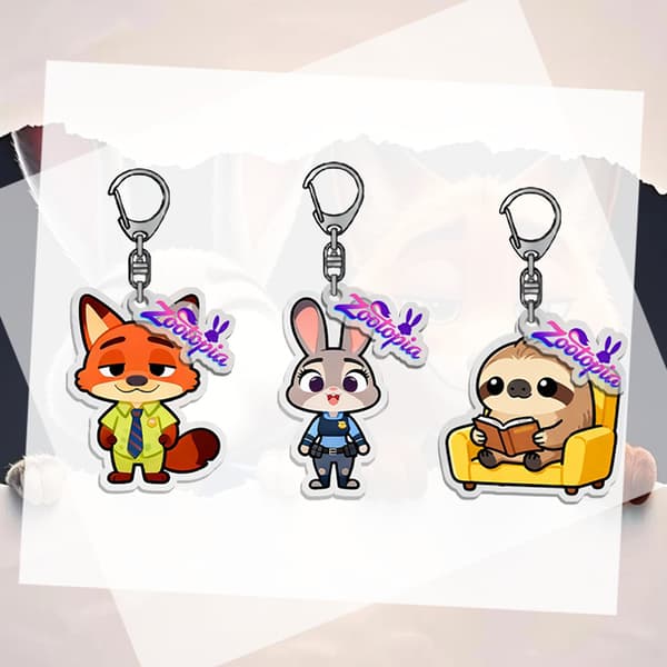 Zootopia Q Version Nyckelring Judy Nick Akryl Väska Hänge Bil K A3