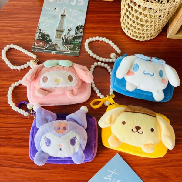 Sanrio plysch handväska Kuromi plysch plysch pärla halsband Yellow