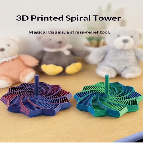 3D-printet spiral-fidget-tårn, jevn rotasjon for barn og voksne A5