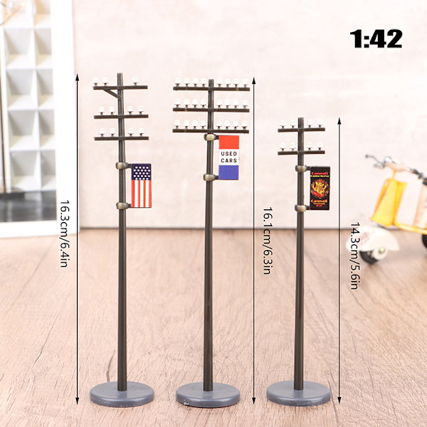 1:42/1:87/1:100 Elektrisk Line Pole Model til Tog Microlandsca A1