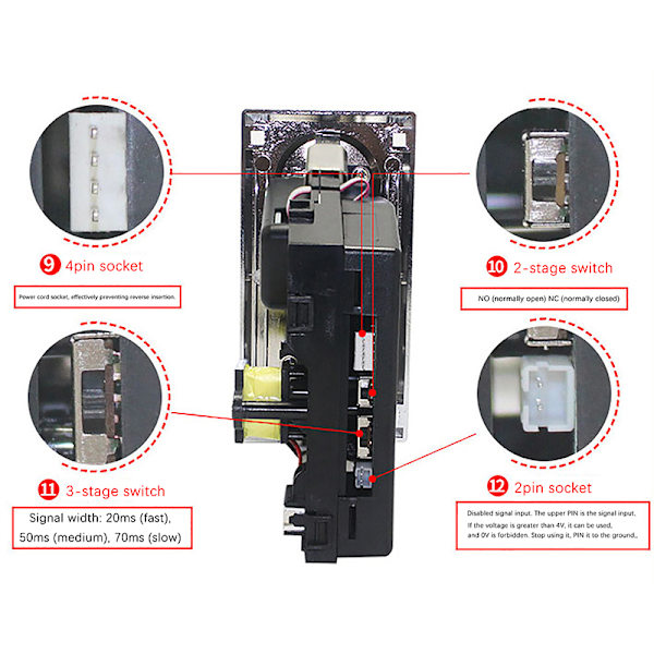 1kpl 616 Multi Coin Slot Acceptor Electronic Roll Down Coin Acce