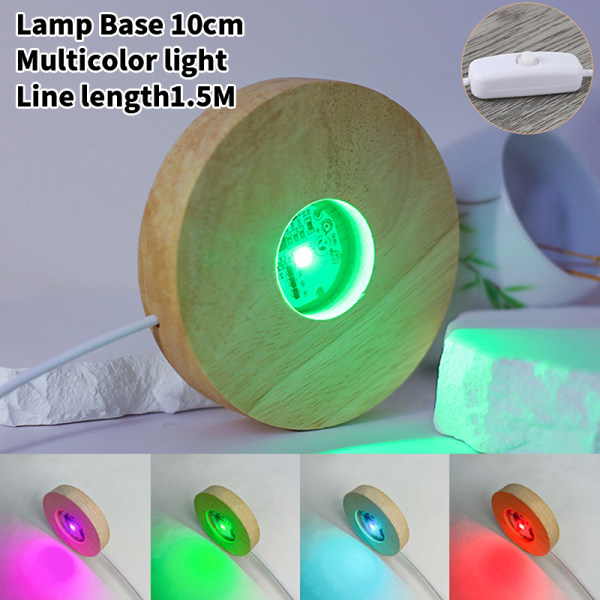 10cm Wood Light Base Tre LED Light Roterende Display Stand La 10cm Multicolor 1.5M