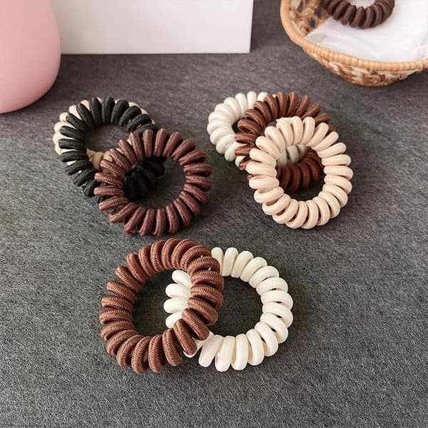 1 stk. spiralhårelastikker uden krølledesign til daglig styling Black