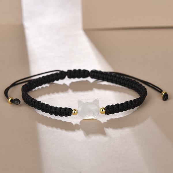 Ins Style e Cat flettet armbånd Simple Fashion Black Rope Wove White