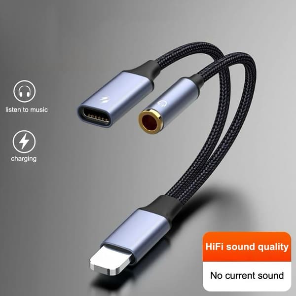 2-i-1 USB C til 3,5 mm hodetelefon- og laderadapter PD 60W Quic 1PC