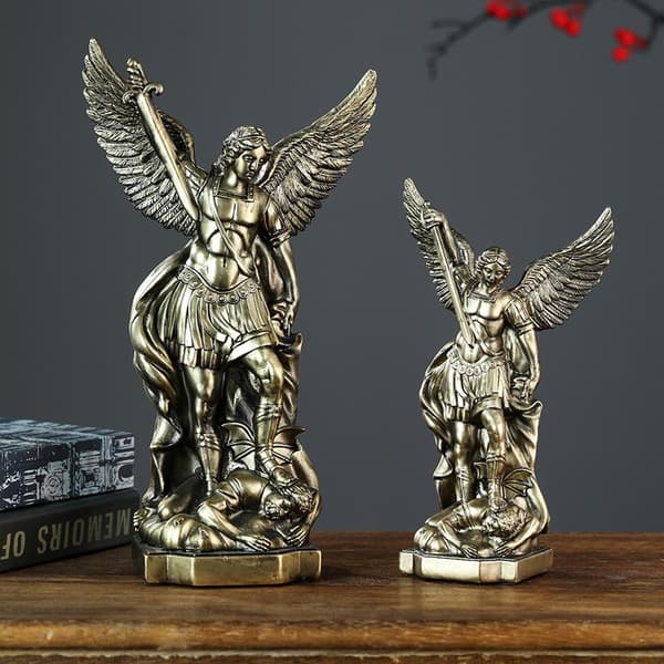 St. Michael Staty för Hemskydd Katolsk Helgon Skulptur S