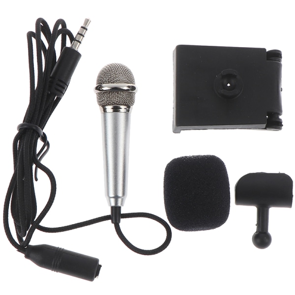 Bærbar 3,5 mm Stereo Studio Mic KTV Karaoke Mini Mikrofon Silver