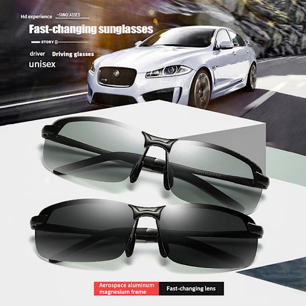 Polarisoidut aurinkolasit Miesten Photochromism Square Sun Glasses Out A