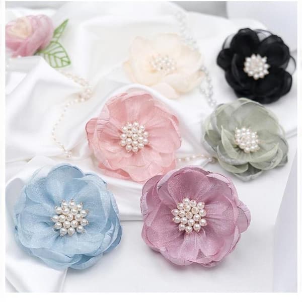 5 stk sy stoff 3D chiffon blomst chiffon perler senter kunstig A7