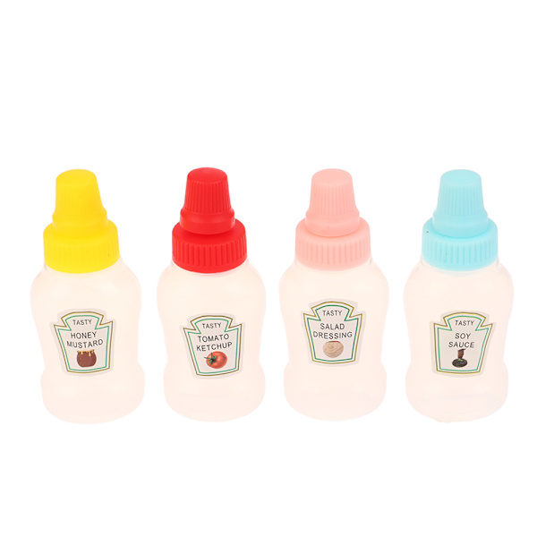 4 Stk/sett Mini Saus Flaske Gjenfyllbar Ketchup Honning Salat Conta
