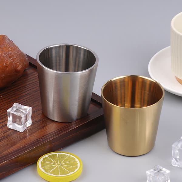 175 ml 304 rostfritt stålkopp Utomhus vandringsutrustning Stapelbar kopp Silver 175ml