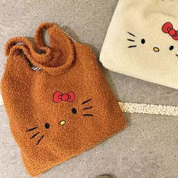 2026 Ny e Hello Kitty Sherpa Patchwork Stor Kapasitet Dameveske A3