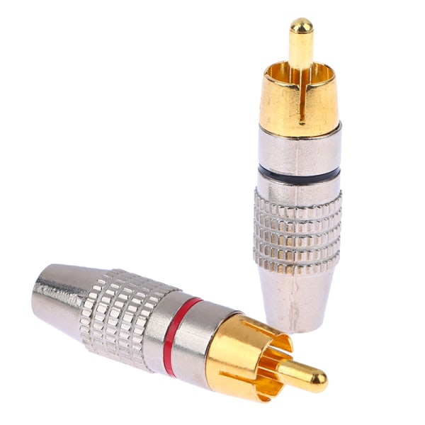 2st RCA hankontakt Non Solder Plug Adapter För o Kabel Plus 2Pcs