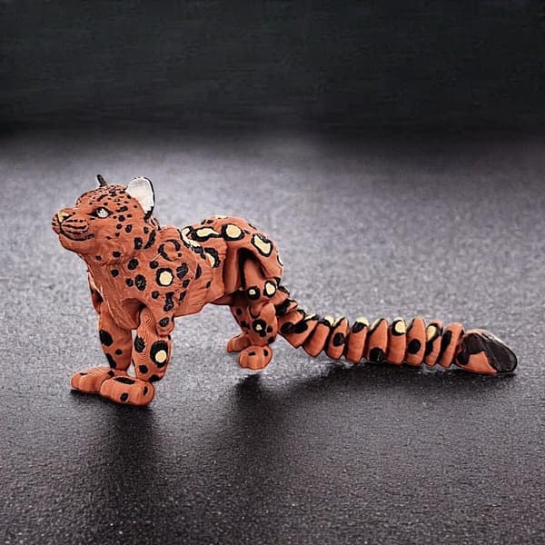 3D-printet snøleopardmodellsimulering med flere bevegelige dyr A4