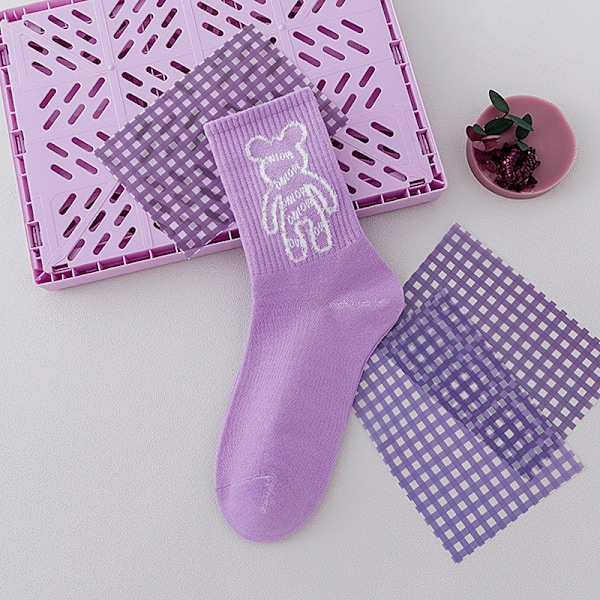 Muoti violetti väri puuvillainen urheilusukat naisille Sweet LoveHe A