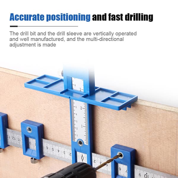 Trebearbeiding Drill Punch Locator Jig Drill Guide Cabinet Håndtak blue