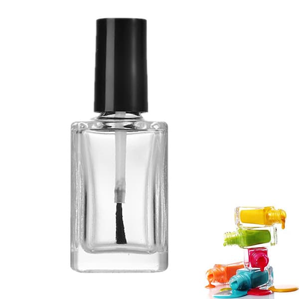 1 st 15 ml tomma DIY nagellacksflaskor fyrkantiga glasflaskor med Black
