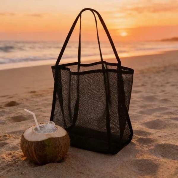 Mesh strandtaske Let åndbar hurtigtørrende rejsetaske til Black