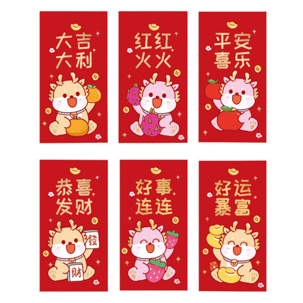 6 kpl Mini Wedding Hongbao pronssipunainen kirjekuori uudelle vuodelle De A4